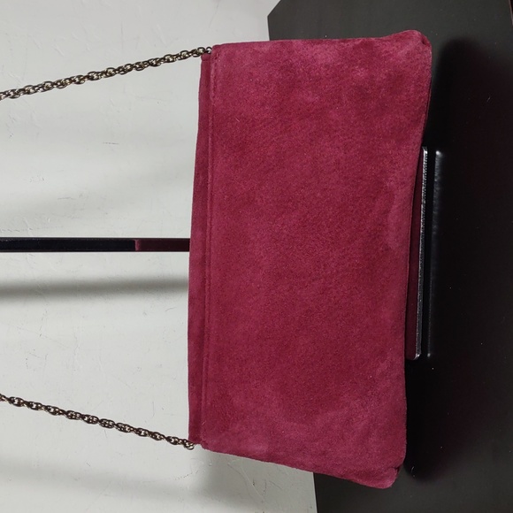 Vintage Burgundy Suede Convertible Clutch Bag - Picture 2 of 4